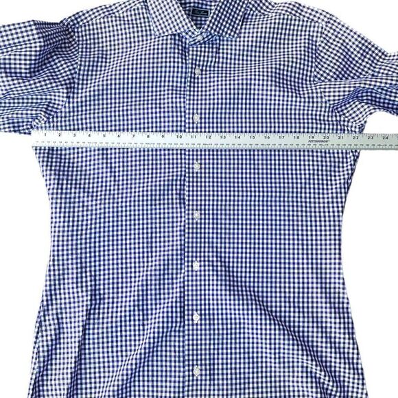 Tom James Collard Button Down Casual Shirt Purple / White Checker See Photos - Picture 6 of 6